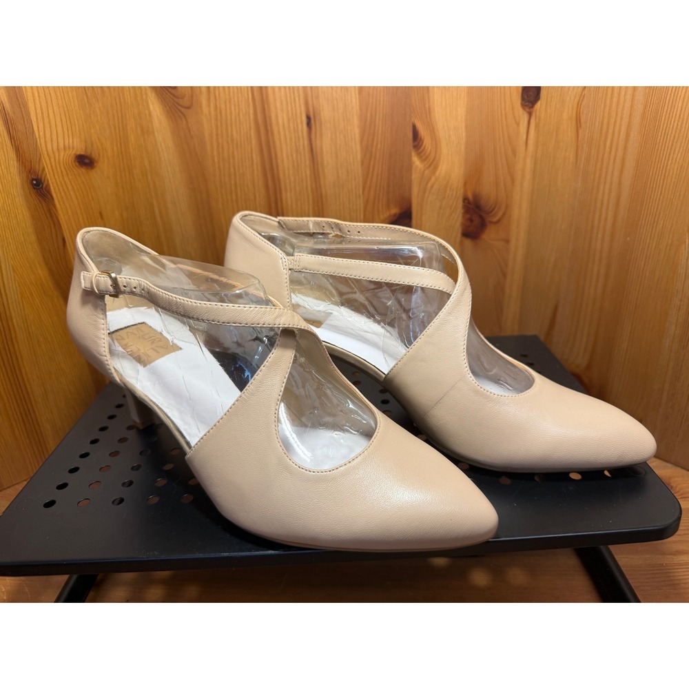 Naturalizer Women's 10.5 M Nude Leather Clear Panel Pointed Toe Heels Pumps